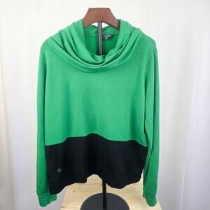 Lauren Ralph Lauren Modern Colorblock Cowl Neck Pullover Top Green XL Relaxed